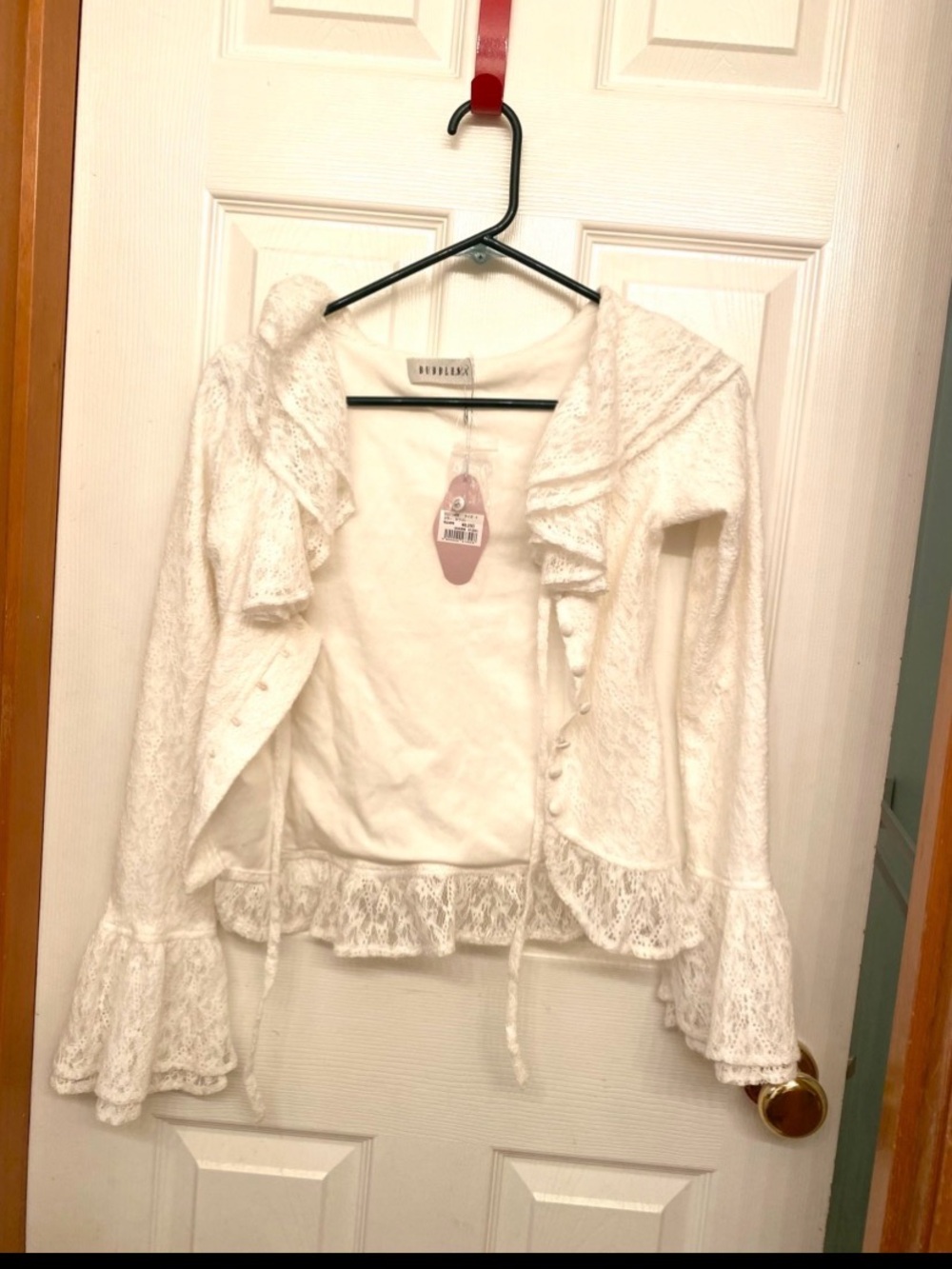 White Lace Ruffle Cardigan Top